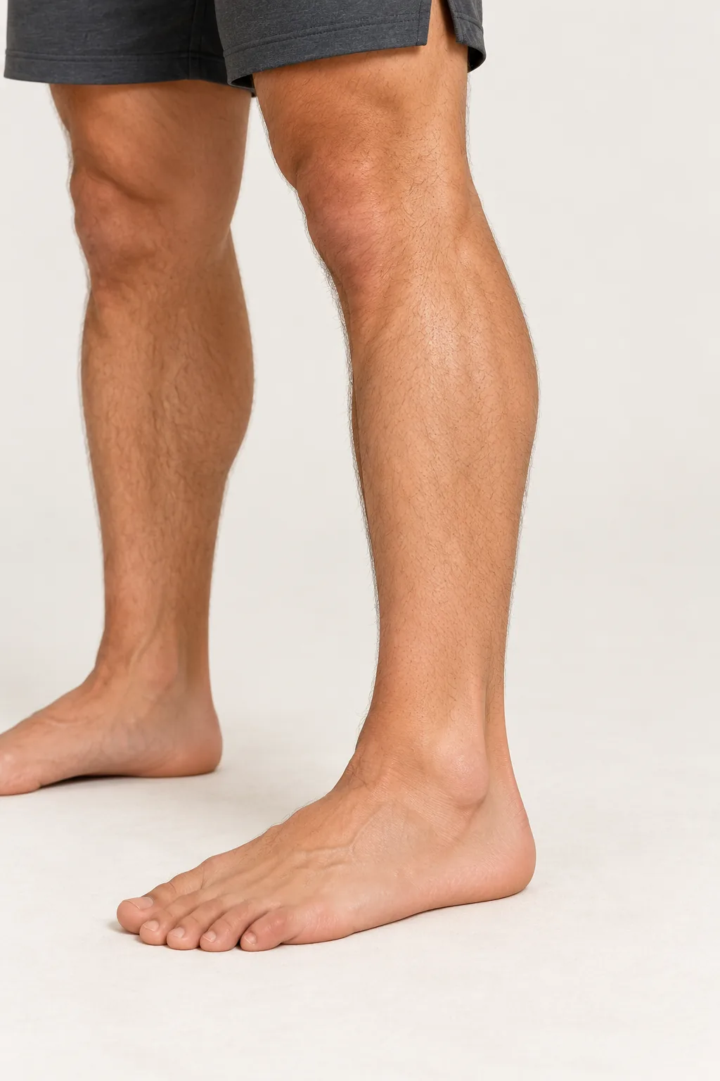 Close view of the ankle area on a male body