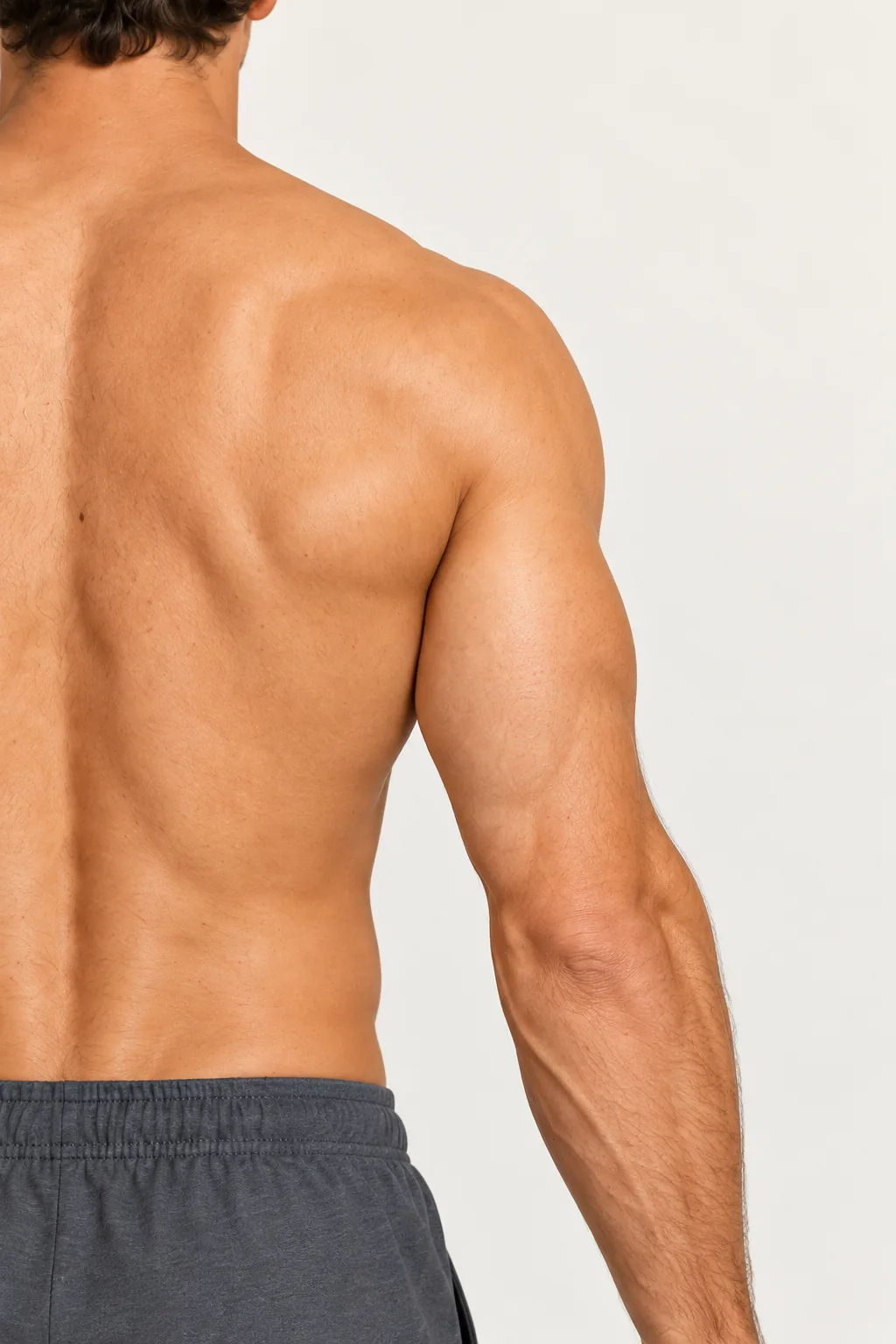 Close view of the tricep area on a male body
