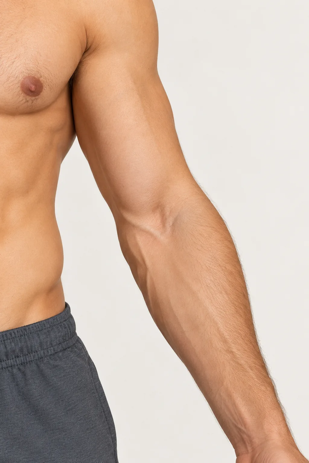 Close view of the elbow ditch area on a male body