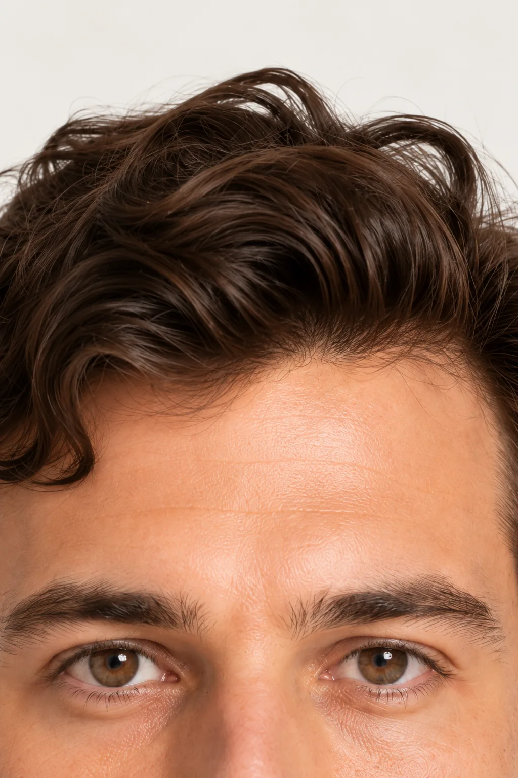 Close view of the forehead area on a male body