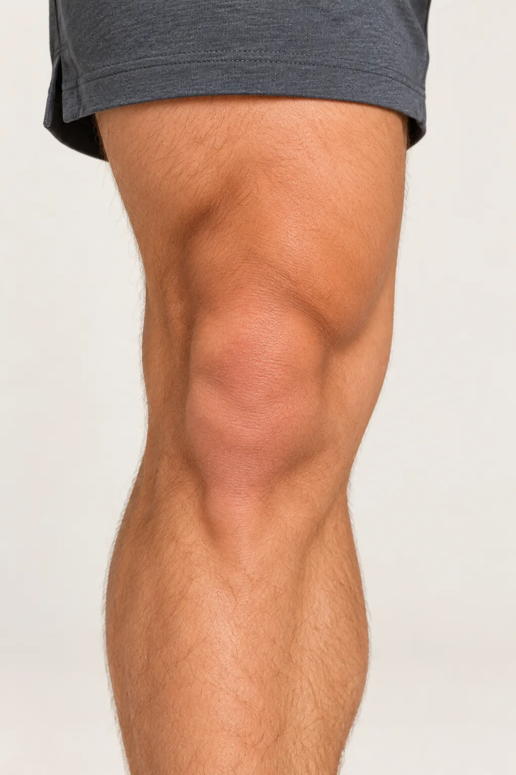Close view of the kneecap area on a male body