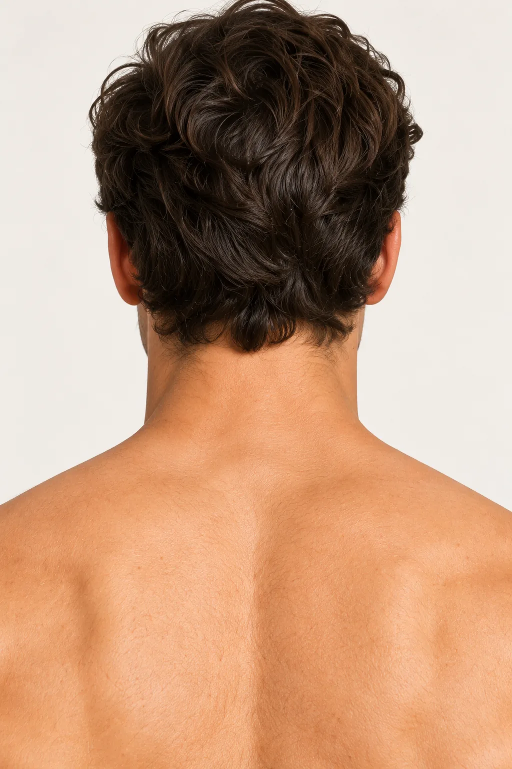 Close view of the nape of neck area on a male body
