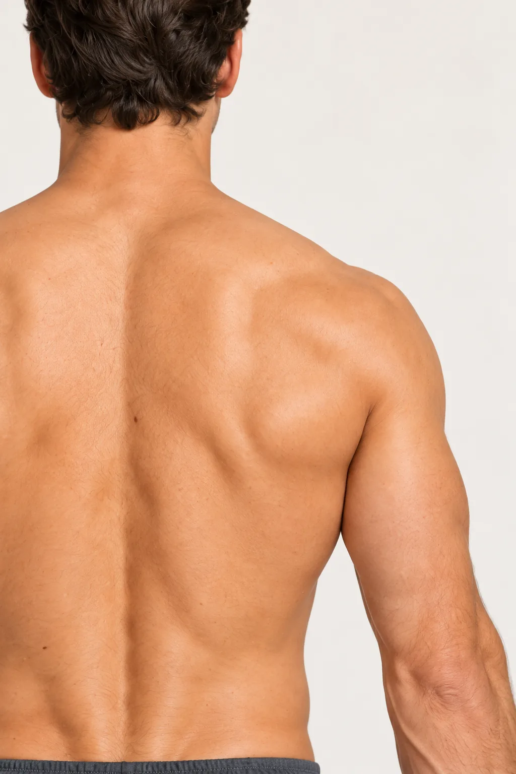 Close view of the shoulder blade area on a male body