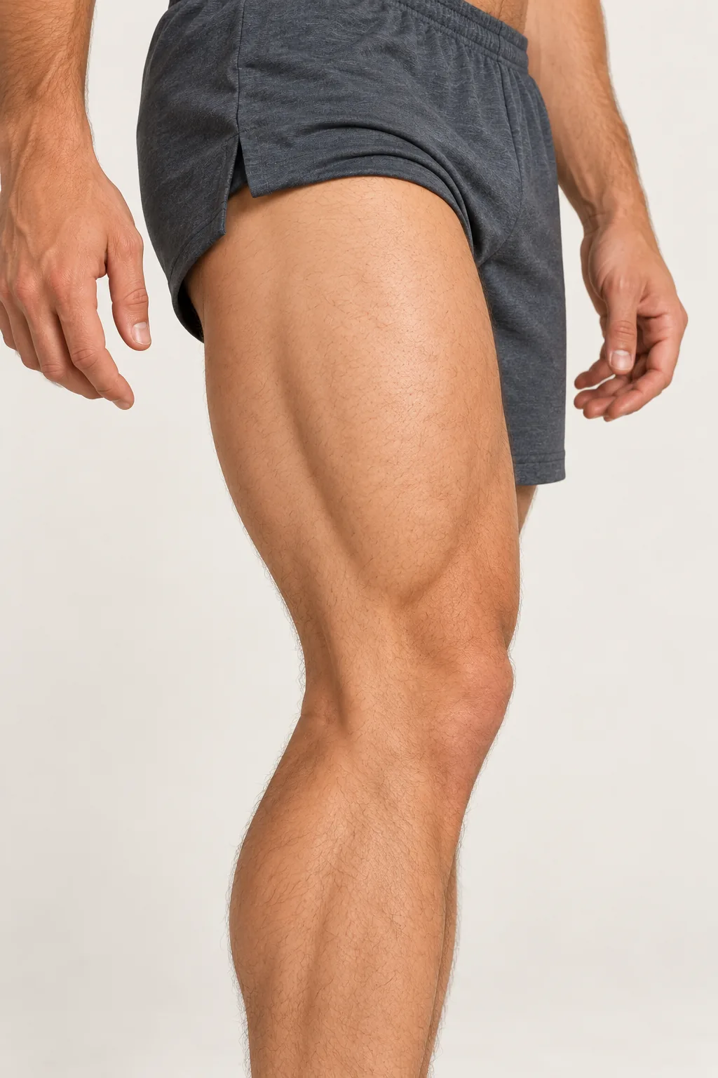 Close view of the outer thigh area on a male body