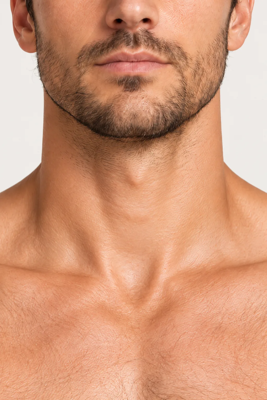 Close view of the throat area on a male body
